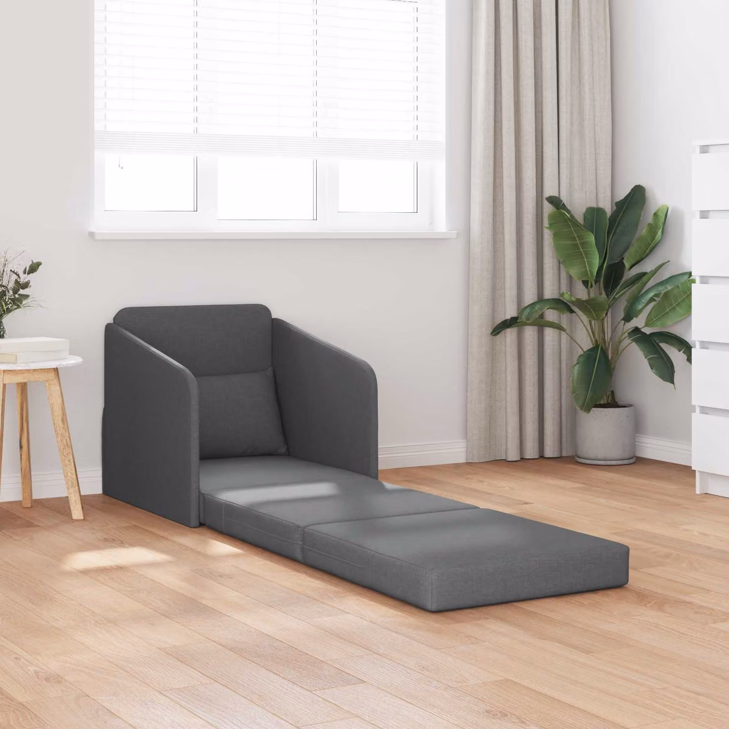 Divano letto moderno vidaXL in tessuto grigio con funzione letto e coperture rimovibili L/P/H: 65 x 80 x 83 cm