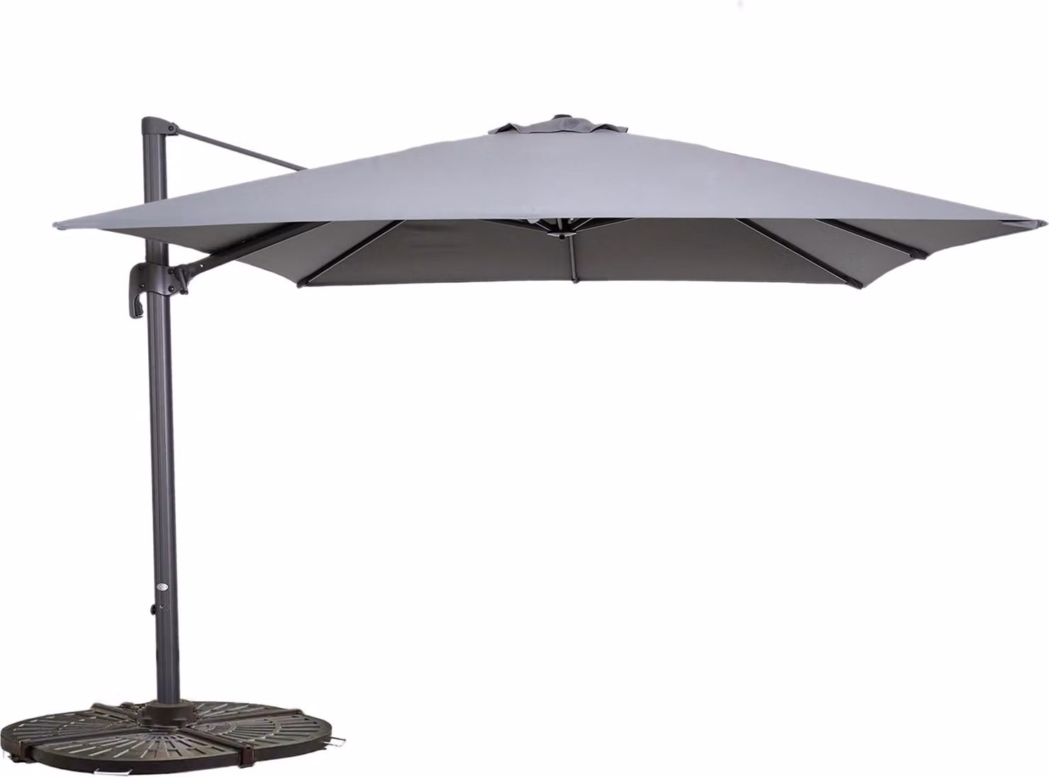 Ombrellone braccio gir. 360° 3x3m 4 marmette zav. Grigio - Oviala Malaga