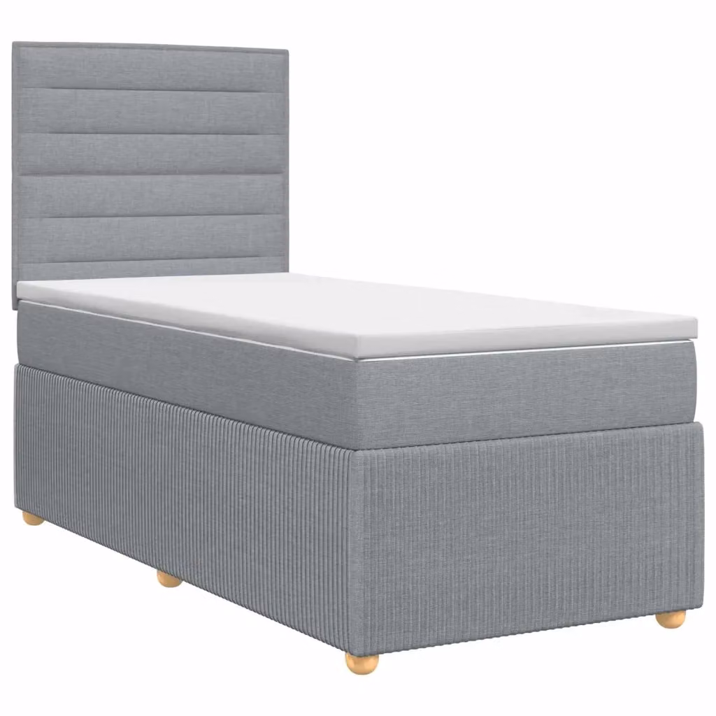 Letto box spring con materasso ibrido vidaXL Grigio Chiaro e Bianco L/P: 100 x 200 cm – 2