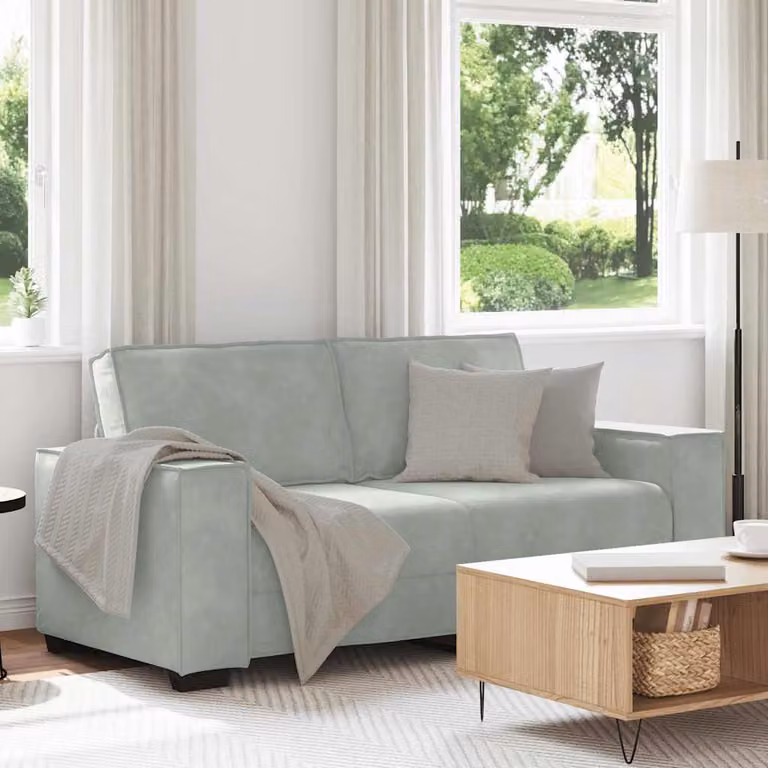 vidaXL Divano a 2 Posti Moderno in Velluto Grigio L: 180 cm, P: 78 cm, H: 84 cm