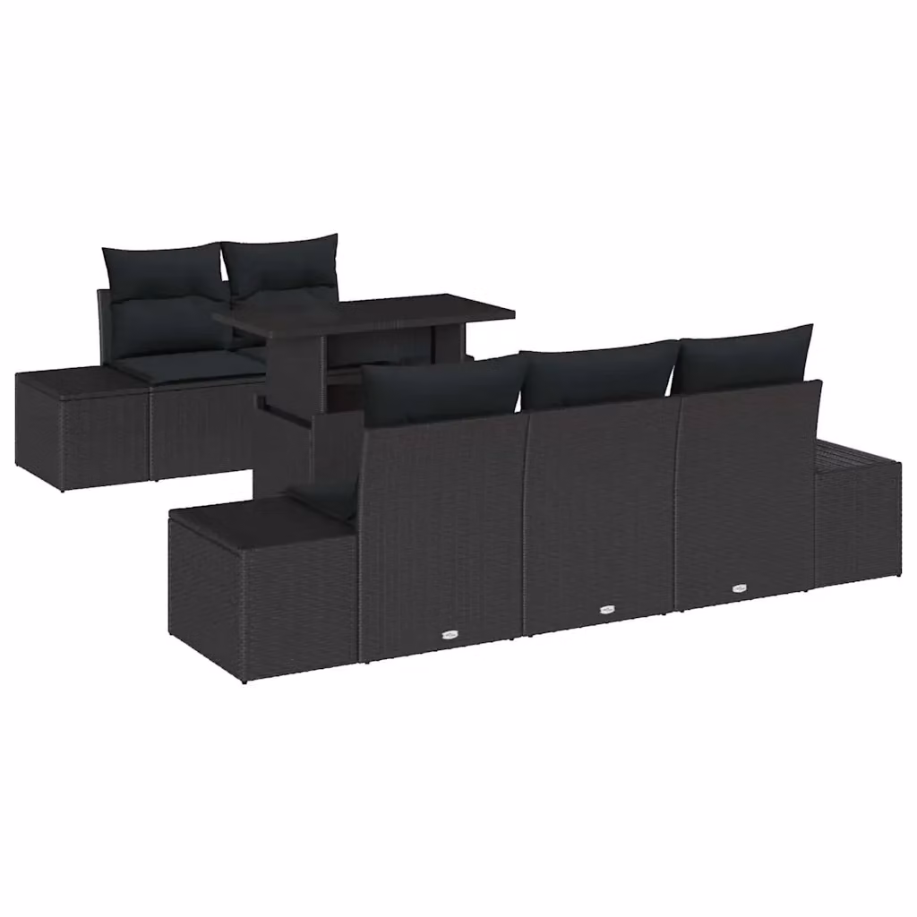 Set Divano da Giardino vidaXL 6 pz a L con Cuscini e Tavolino Nero – 2