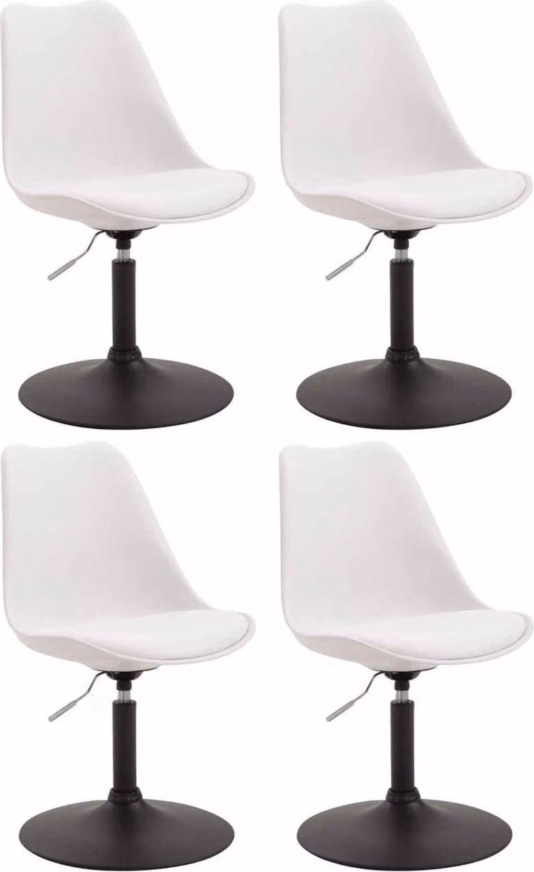 set di 4 sedie da pranzo - sedie da cucina - design confortevole e girevole a 360° | Colore: Bianco | Colore base: Nero