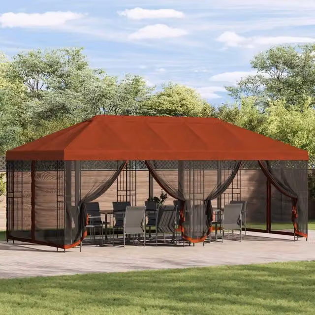 Gazebo con pareti laterali 6 x 3 m Terracotta 3375997