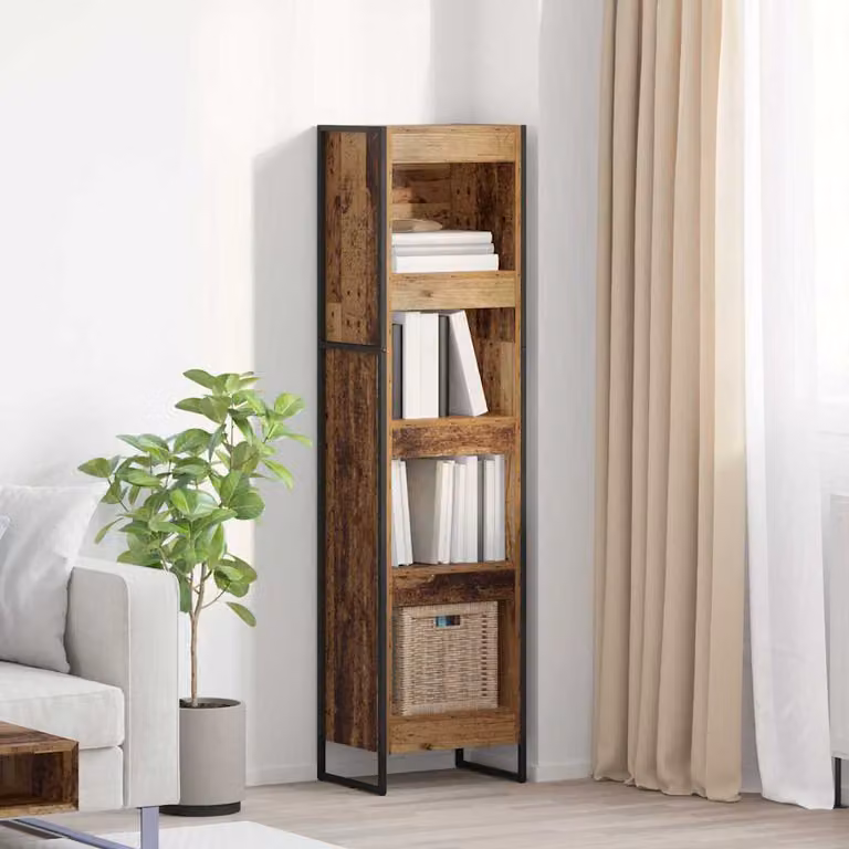 vidaXL Armadio per Libri in Stile Industrial Marrone con Legno e Metallo L: 40 cm, P: 30 cm, H: 155 cm