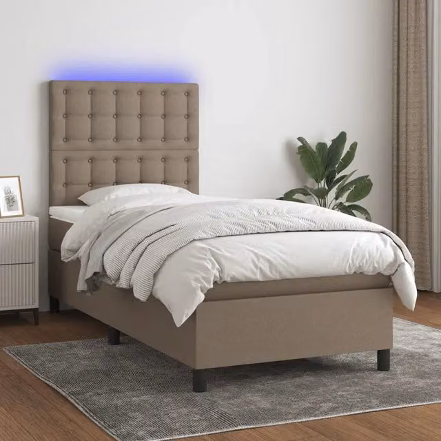 Letto Ibrido con Materasso e Illuminazione LED vidaXL in Tessuto Beige L 80 x P 200 cm