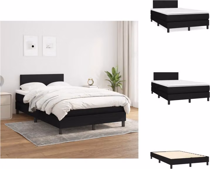 vidaXL Letto a molle con materasso nero 120x200 cm in tessuto - Letti e strutture letto