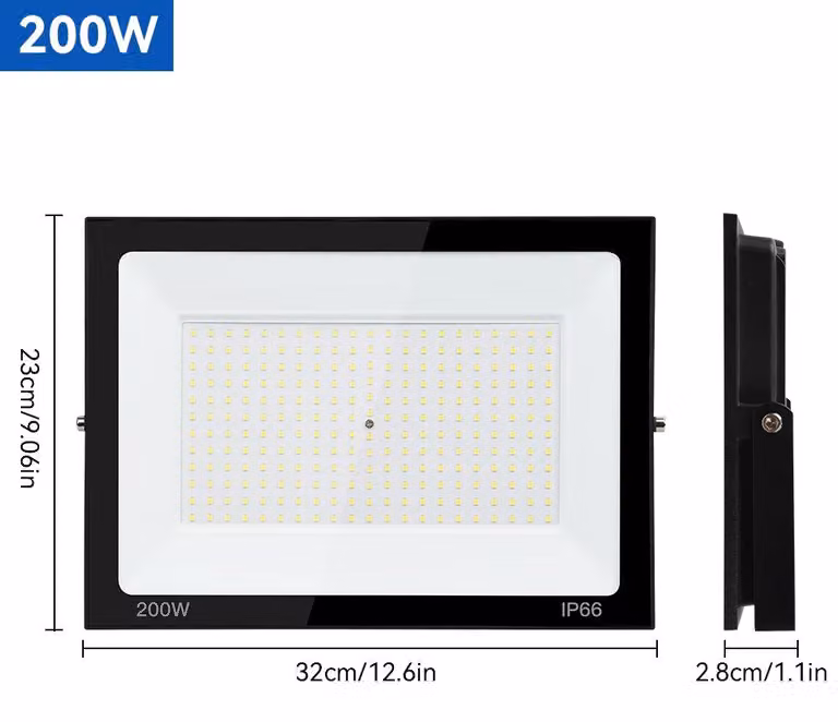 Lampada da esterno - Apparecchio a parete a LED - 200 W - 1 unità - Grado di protezione IP66 - Alluminio - Bianco freddo