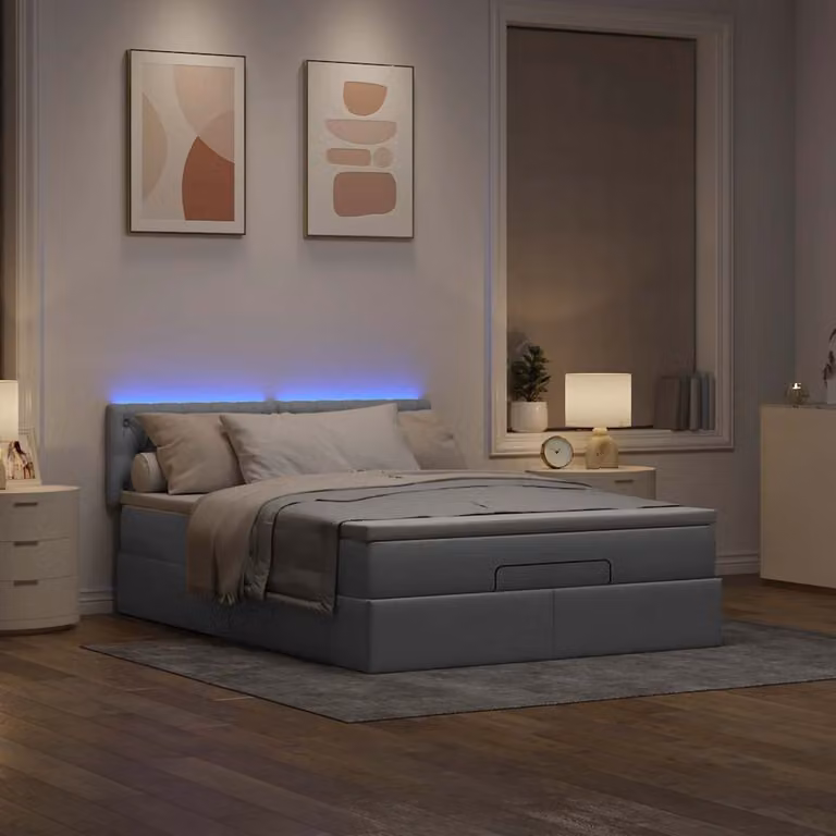Maison Exclusive - Pouf Letto con Materasso e LED Grigio Chiaro 140x190 cm