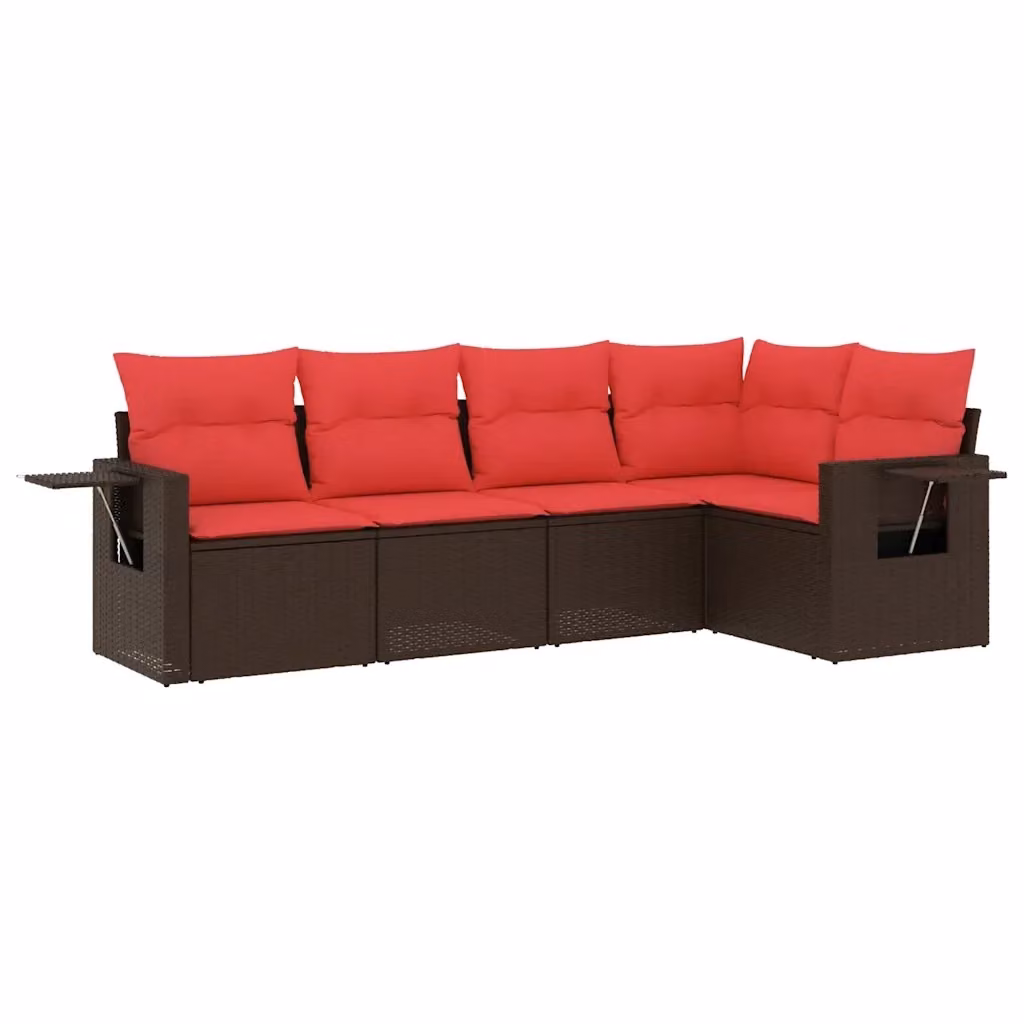 Set di divani da giardino a L vidaXL in polyrattan marrone con cuscini inclusi – 2