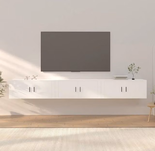 Mobili Porta TV a Parete 3 pz-Credenza per TV Bianco 100x34,5x40 cm