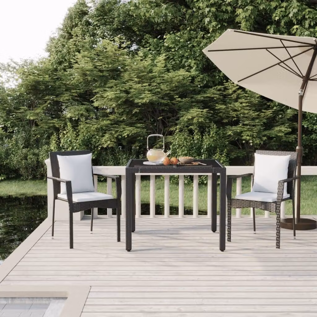 Maison Exclusive - Set da pranzo da giardino 3 pezzi con cuscini in polyrattan nero