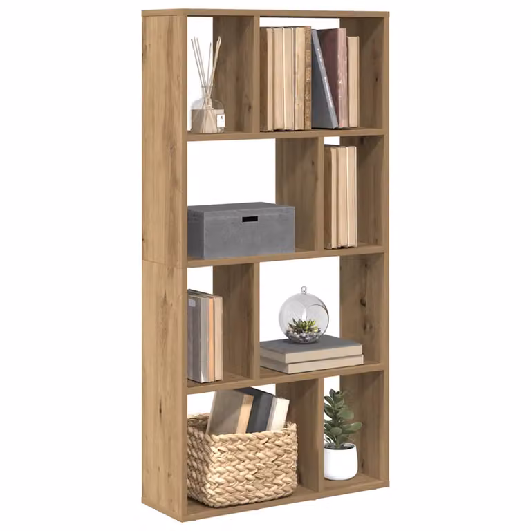 Libreria moderna vidaXL in MDF color marrone opaco, design geometrico, L: 60 cm, P: 20 cm, H: 120,5 cm
