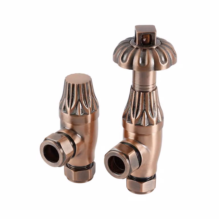 Coppia di Valvole Termostatiche a Squadra HudsonReed in Ottone Colore Bronzo con Termostato Incluso