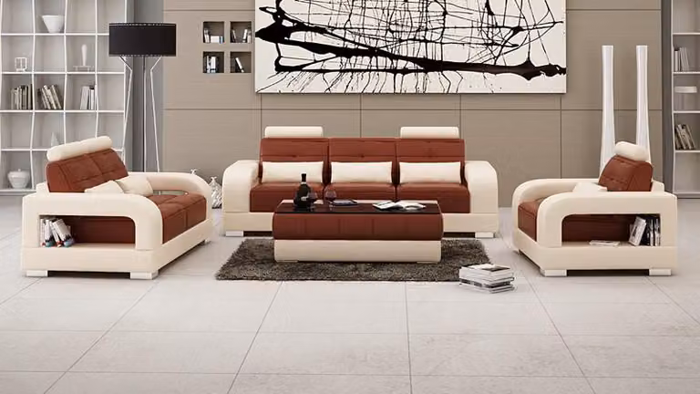 Ledersofa Couch Sofagarnitur 3+2+1 Sitzer Garnitur Design Modern Sofa L6008D