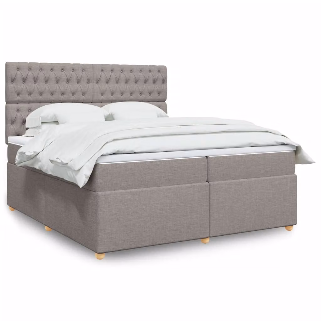 vidaXL Giroletto a Molle Ibrido con Materasso in Tessuto, L/P: 200 x 200 cm, Colore Tortora