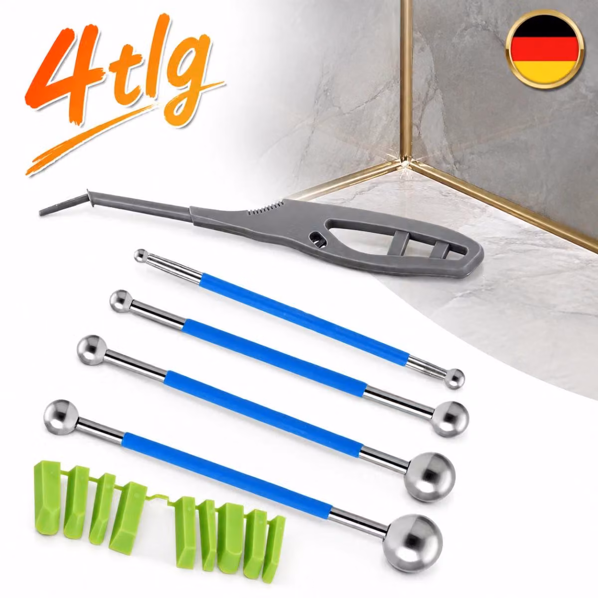 Kit di strumenti per raschiare e lisciare, composto da: set di 4 spatole metalliche, estrattore a sfera (5 pezzi)... 9 pezzi