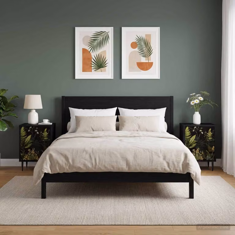 Set di 2 Armadi da Notte vidaXL RHENEN in Rovere Nero, L 36 cm x P 33 cm x H 51 cm