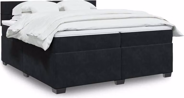 Maison Exclusive - Giroletto a Molle con Materasso Nero 200x200 cm in Velluto