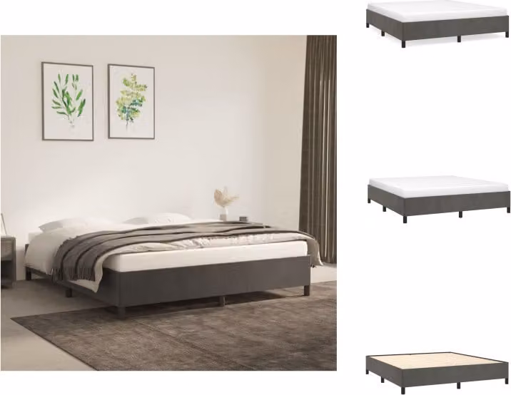vidaXL Struttura letto grigio scuro 180×200 cm in velluto - Letti e strutture letto