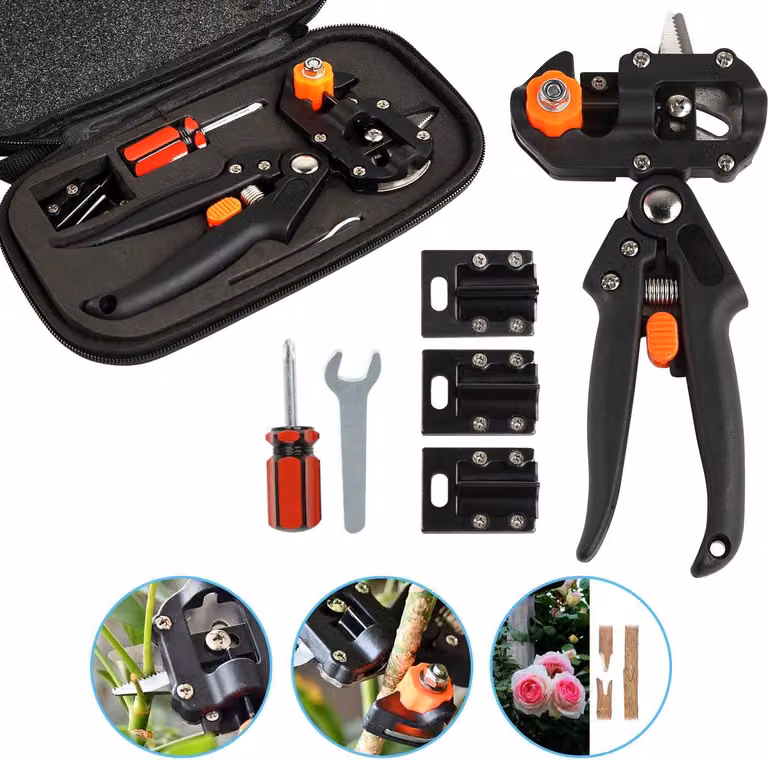 Set di forbici da giardino con 3 lame intercambiabili (a V, a U e a Ω), ideali per potare rami, erbe aromatiche, bonsai e alberi da frutto