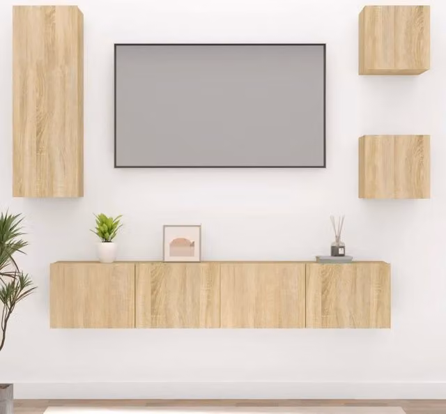 Set di Mobili Porta TV 5 pz Rovere Sonoma in Legno Multistrato 3114440
