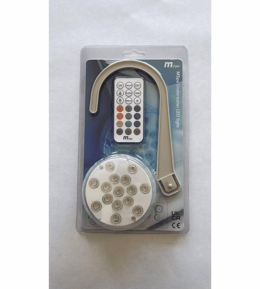 Luce LED Subacquea Cromoterapia con Gancio e Telecomando IP68