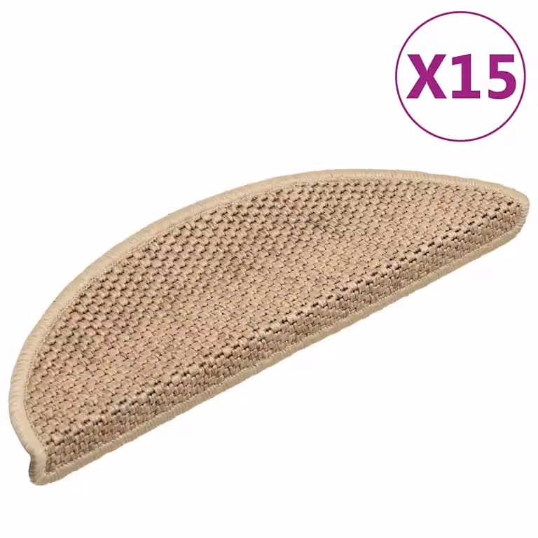 vidaXL Tappeti Autoadesivi Scale Aspetto Sisal 15 pz 56x17x3 cm Sabbia