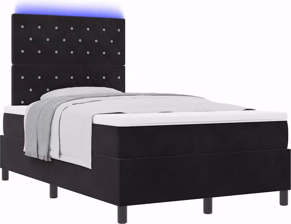 SYFAX™ Letto a Sorgente LED con materasso Nero 120 x 200 cm Tessuto