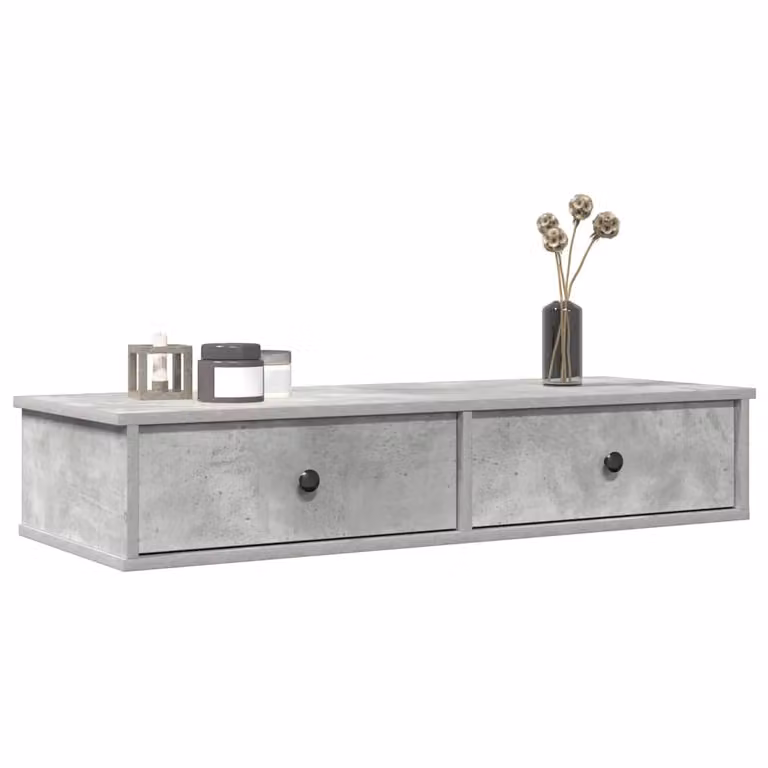 Scaffale a Parete con Cassetti vidaXL Grigio in MDF Moderno L: 100 cm, P: 37,5 cm, H: 19 cm