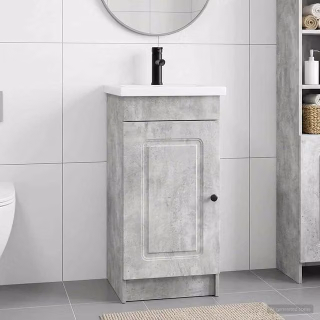 Mobile da bagno moderno vidaXL con lavabo, Grigio e Nero, L/P/H: 42 x 40 x 84,5 cm – 1