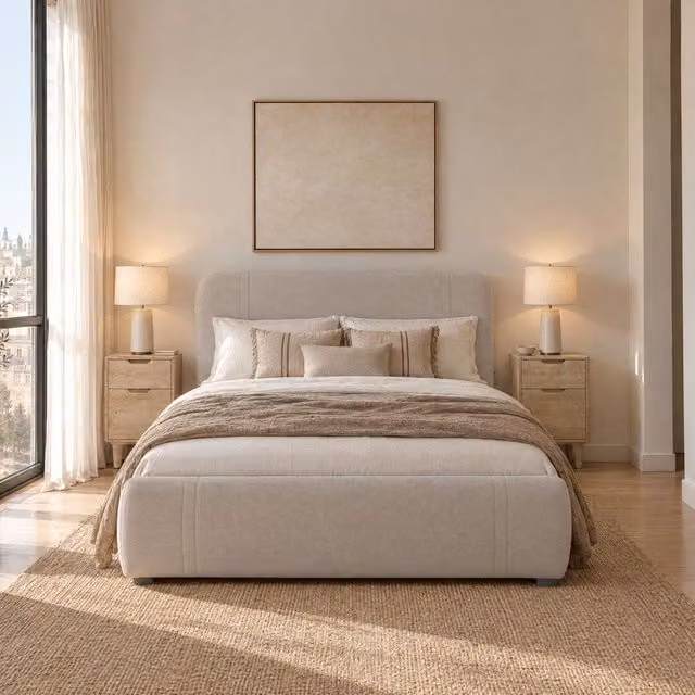 Dassia cama con canapé abatible para colchón 150x190 cm color beige
