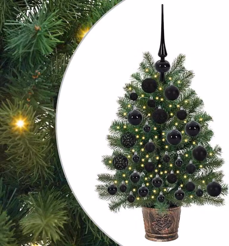 Albero di Natale artificiale con 150 LED verdi da 75 cm in PE e PVC