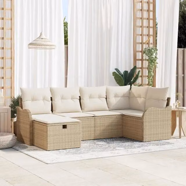 Set Divano da Giardino 6 pz Poly Rattan 3360312