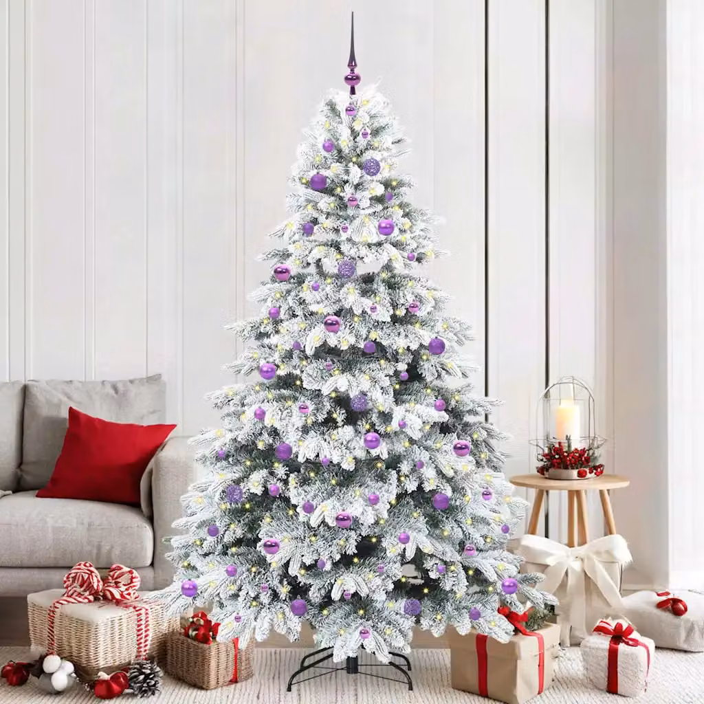 Albero di Natale artificiale a cono vidaXL verde con 300 LED bianco caldo, Altezza: 210 cm, in PE e PVC