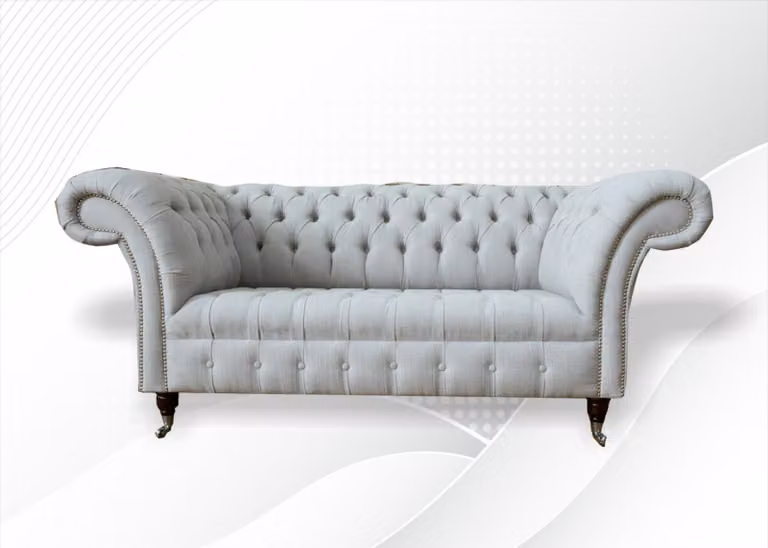 Chesterfield 2 Sitzer Wohnzimmer Couch Sofa Polster Textil Stoff Garnitur