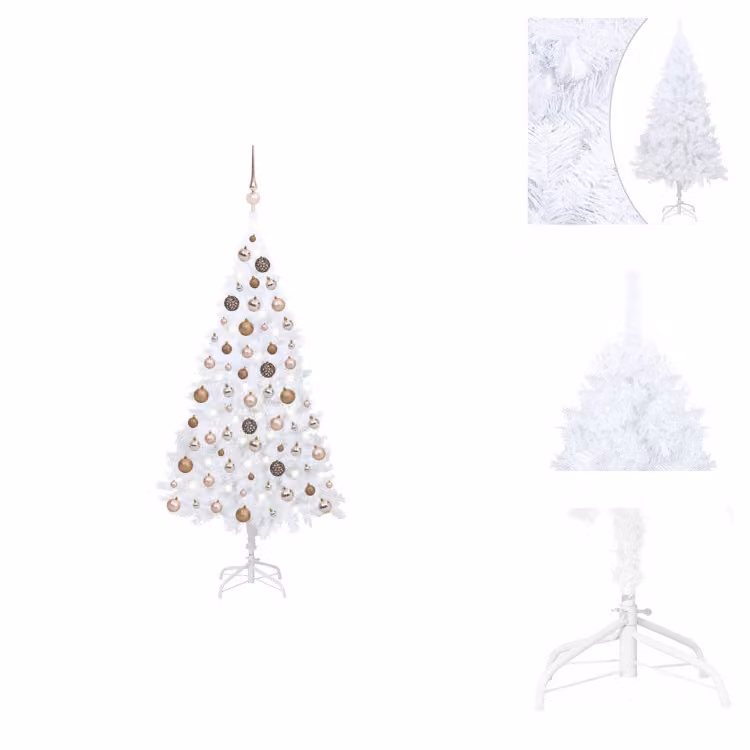 vidaXL Albero di Natale artificiale con luci e decorazioni bianco 120 cm - Alberi di Natale