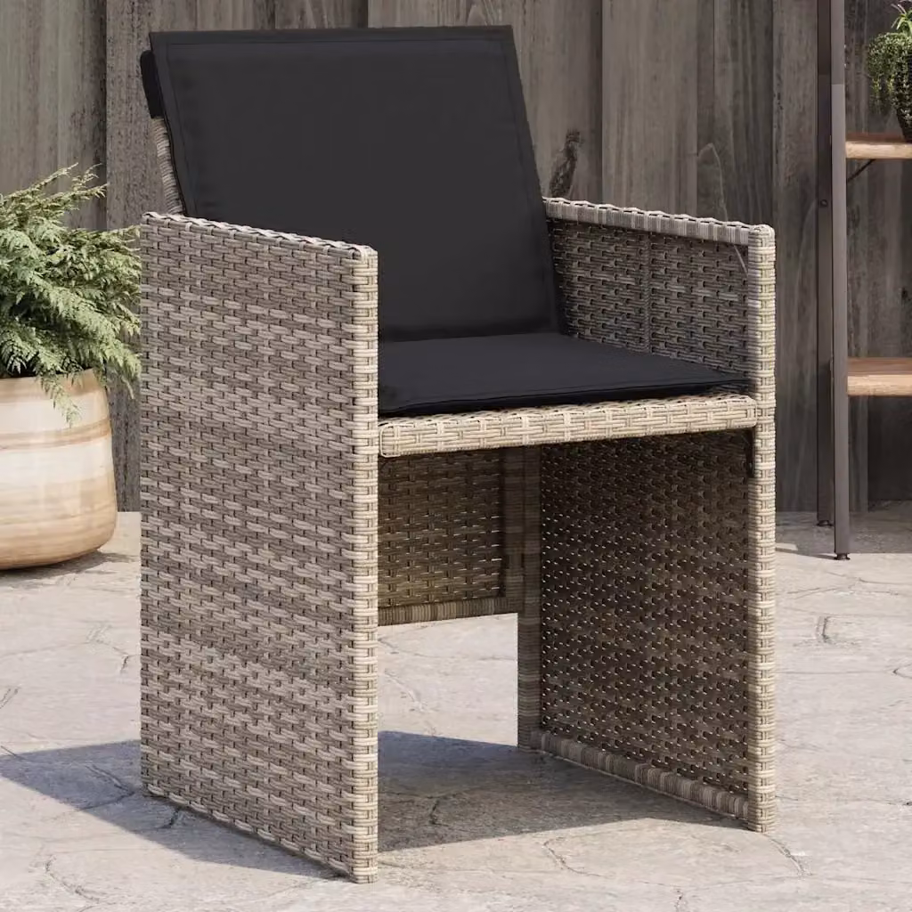 Set di 4 sedie da giardino moderne in polyrattan con cuscini color antracite e grigio – 2