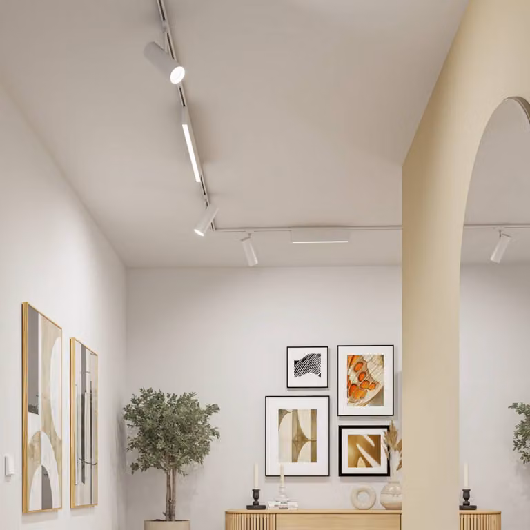 Paulmann URail Faretto a binario LED Theron, 4000K bianco segnaletico dimmerabile, Bianco / Opale, Soggiorno / Sala da pranzo, Plastica, Moderno
