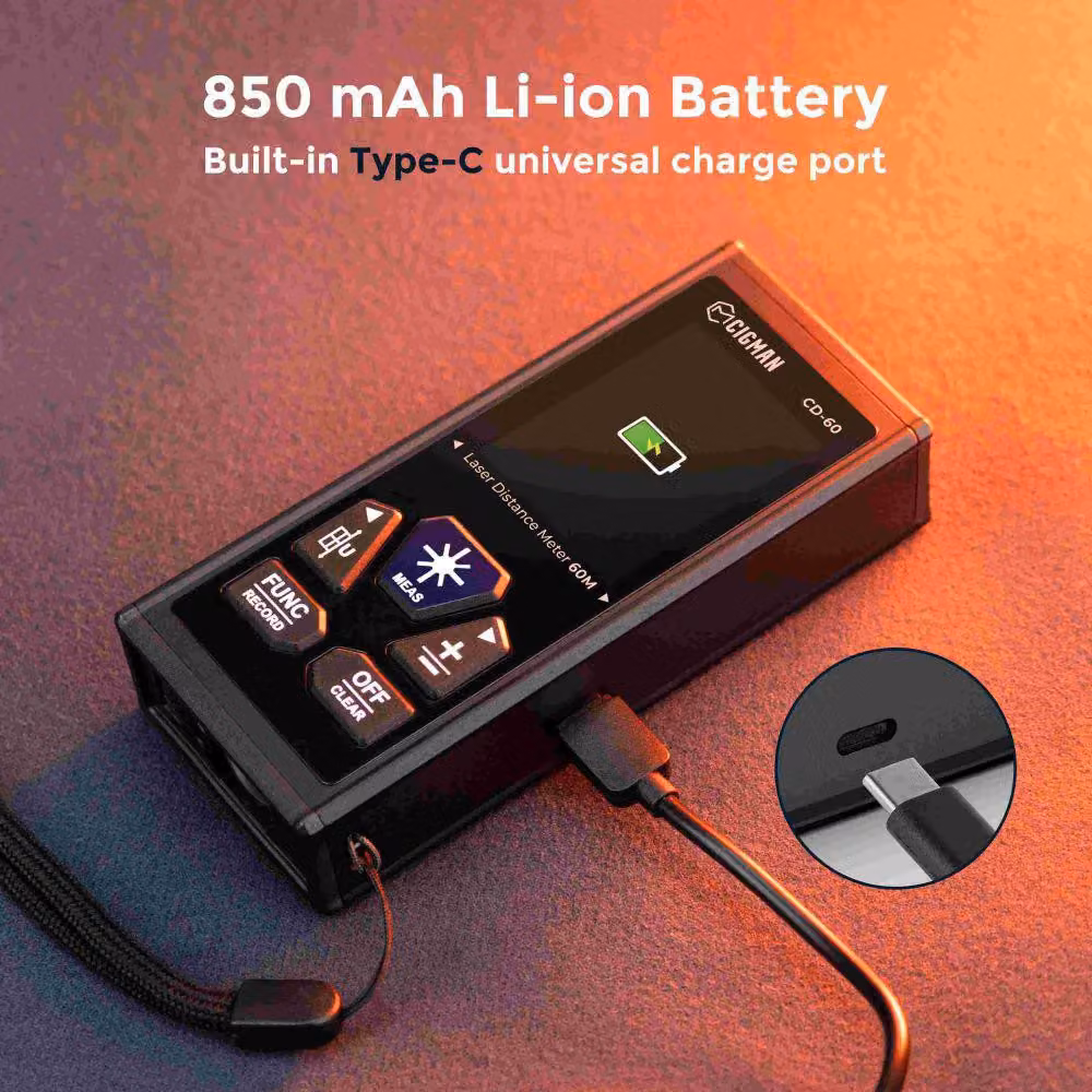 Misuratore laser di distanza - Portata di 120 metri - Con batteria al litio e display LCD - Ideale per uso domestico e edile