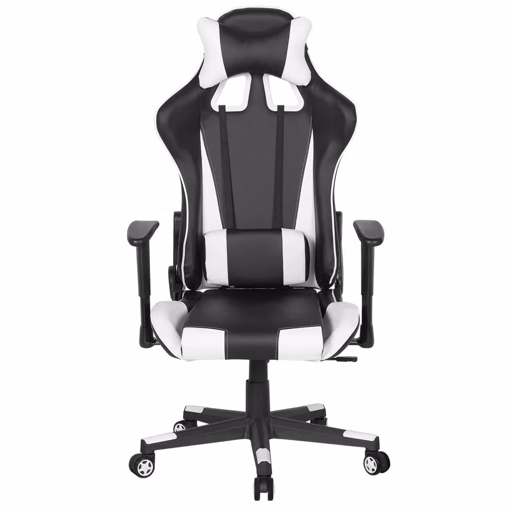 Sedia da gaming BELIANI in ecopelle nera e bianca con braccioli regolabili, poggiatesta e supporto lombare, ideale per ufficio e casa – 2