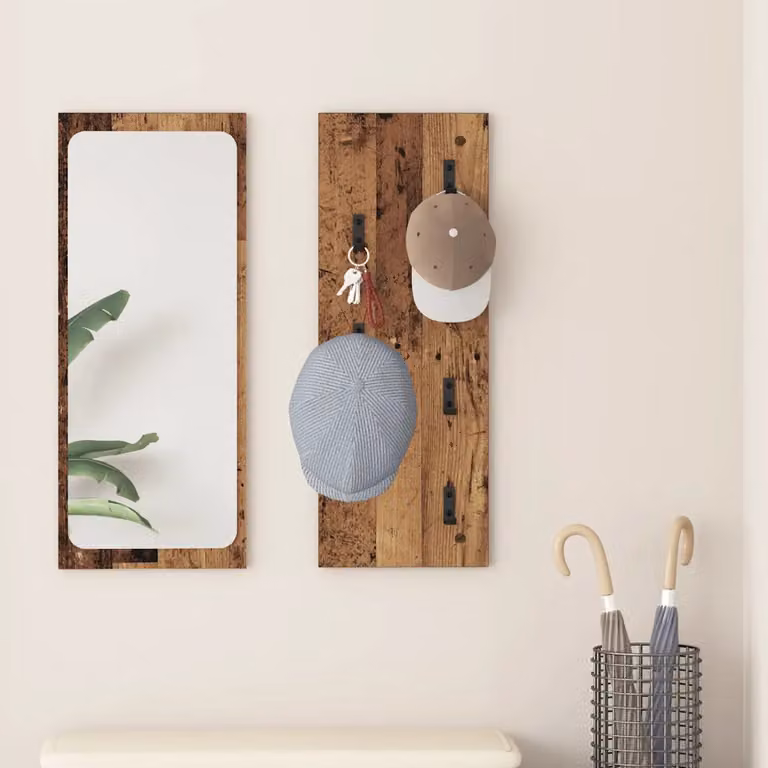 Appendiabiti a muro vidaXL in legno vecchio marrone L 80 x H 30 x P 1,5 cm