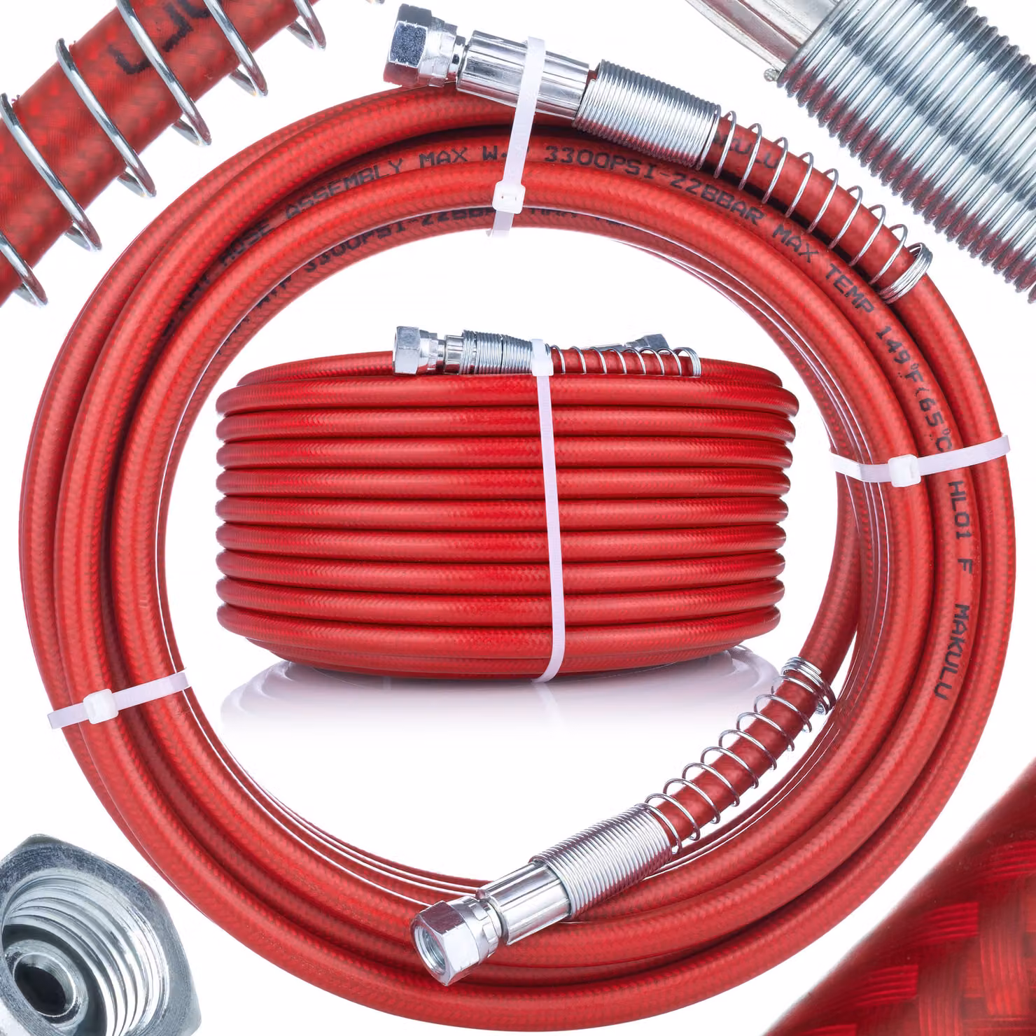Rosfix Tubo Flessibile in Acciaio per Spruzzatore di Vernice, 30 m Rosso