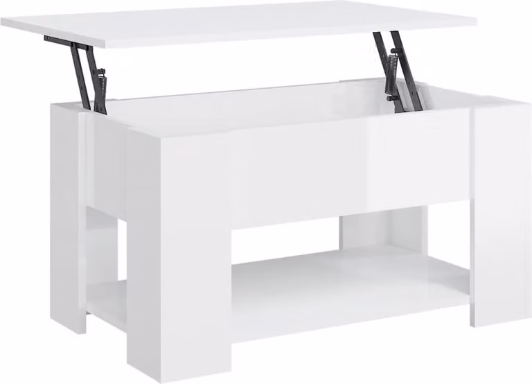 Tavolino Salotto Bianco Lucido 79x49x41 cm in Legno Multistrato