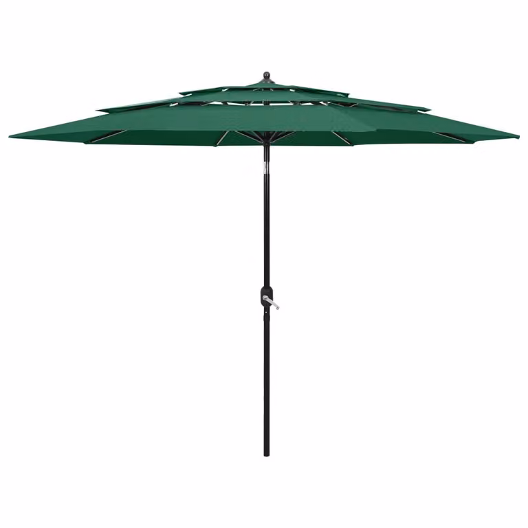 vidaXL Ombrellone con palo in alluminio a 3 strati verde 3 m