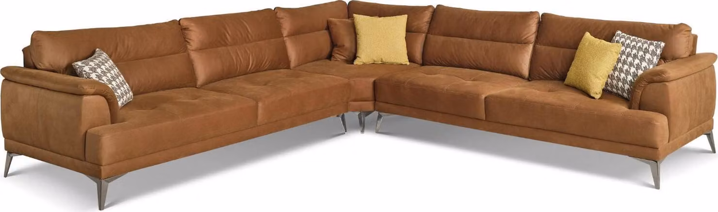 Polstersofa Ecksofa L-Form Große Wohnlandschaft Sofa Braun Modern