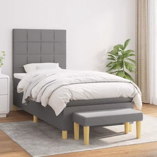 Letto Ibrido con Giroletto a Molle e Materasso vidaXL, Grigio e Bianco, L/P/H: 100 x 200 x 45 cm – 1
