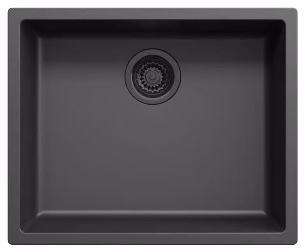 Lavello da cucina 50x40 cm, nero, da incasso e da appoggio, modello Pure.Sink