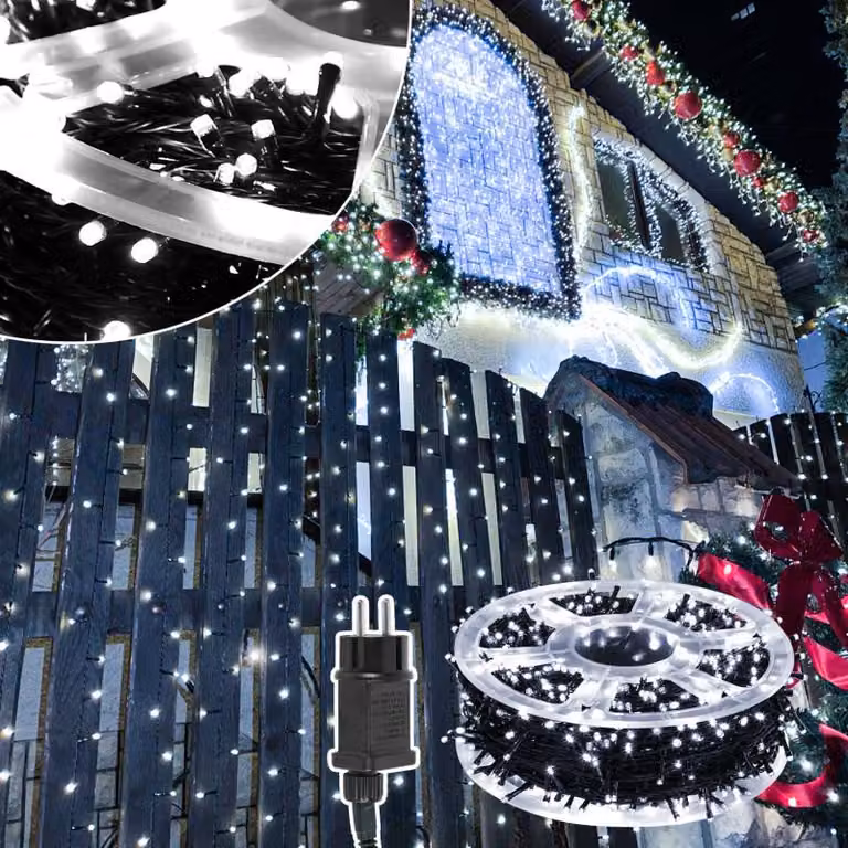 Izrielar LED luci fiabesche 200m 2000LED luci fiabesche con 8 modalità luci fiabesche all'aperto per interni Natale festa di nozze decorazione giardino bianco freddo