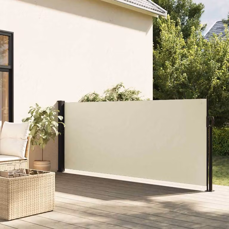 Tenda da Sole Laterale Retrattile vidaXL in Poliestere Beige L: 140 cm, P: 600 cm