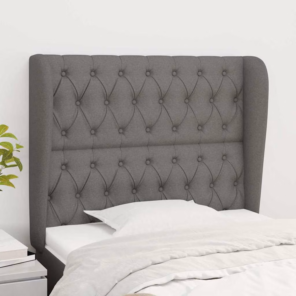 Testiera ad orecchio vidaXL in tessuto grigio con struttura in legno L: 103 cm, P: 23 cm, H: 118/128 cm